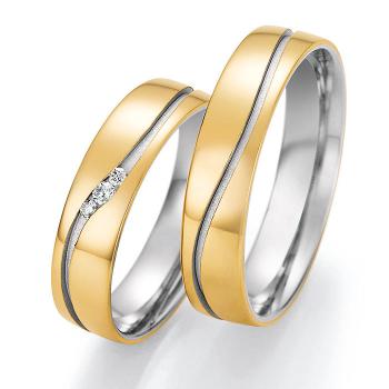 Nowotny-Collection Ruesch Trauringe Weiss-Gelbgold 66/46050-050 + 66/46060-050